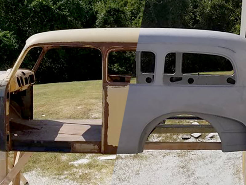Automotive sandblasting result